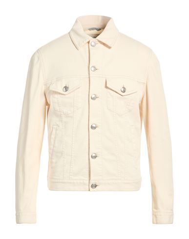 Man Denim outerwear Beige Size 38 Cotton, Elastane