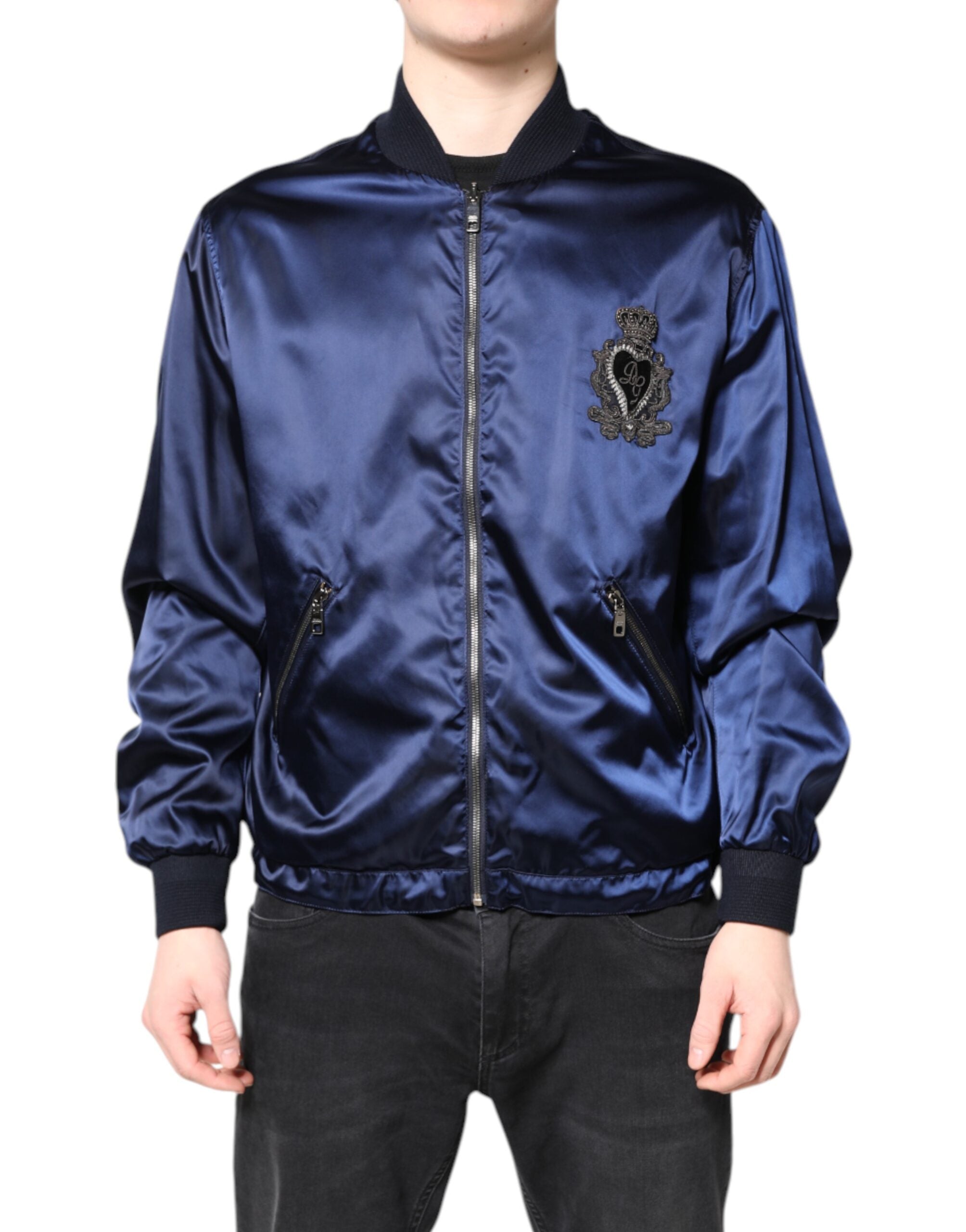 DG Crown Nylon Bomber Jacket — Blue