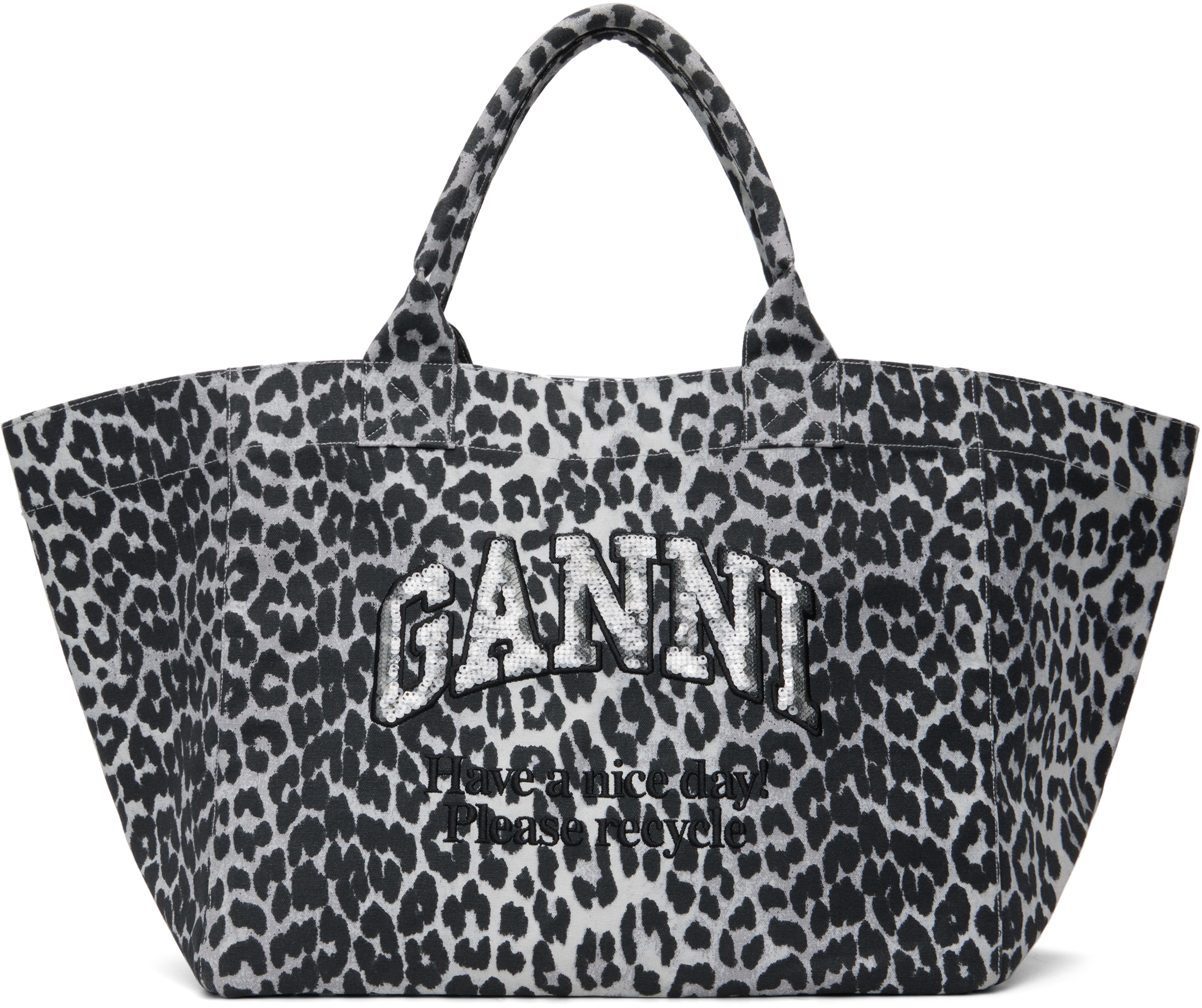 Gray Leopard Sequin XXL Tote