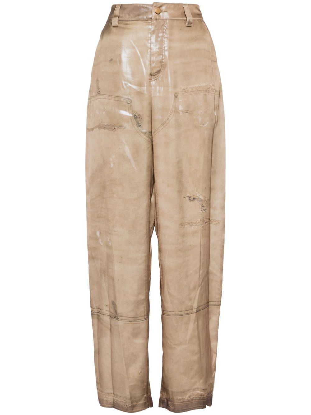 Trompe-l'oeil print pants - Neutrals