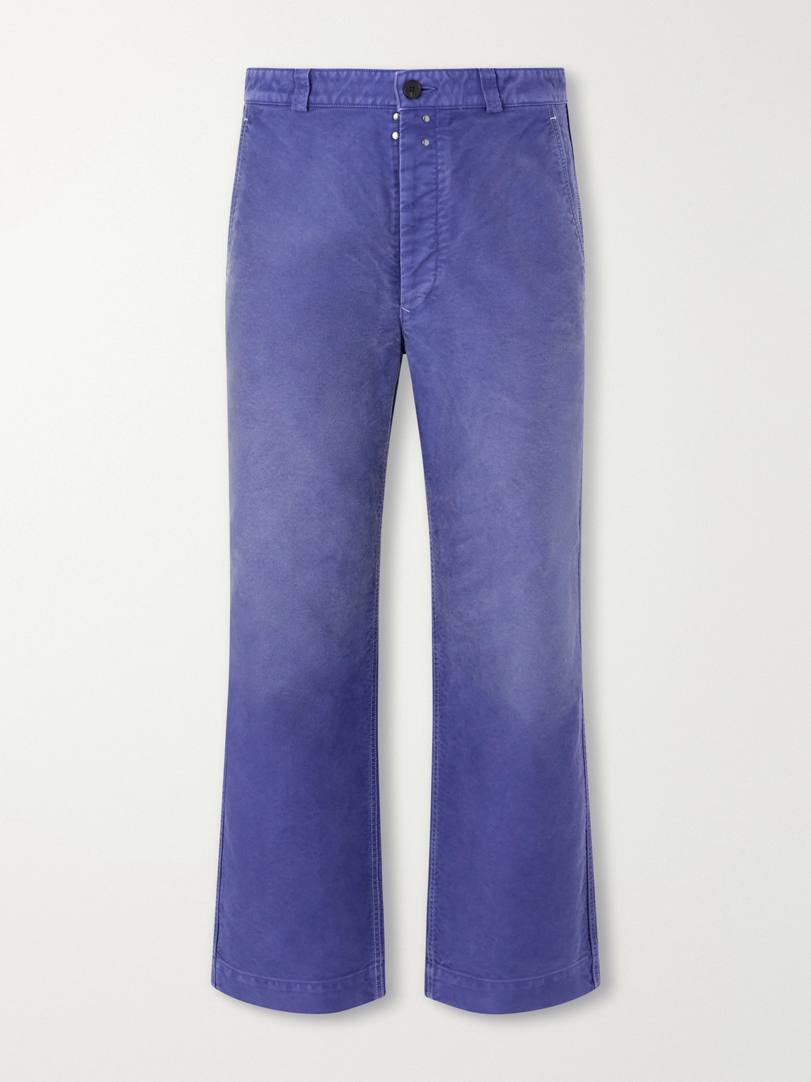 Straight-Leg Garment-Dyed Cotton-Moleskin Trousers