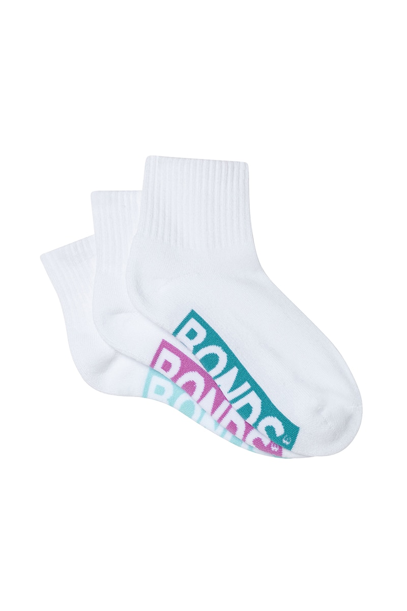 Womens Logo Cushioned Quarter Crew Socks 3 Pack