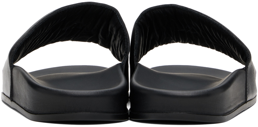 Rhude Black Leather Pool Slides