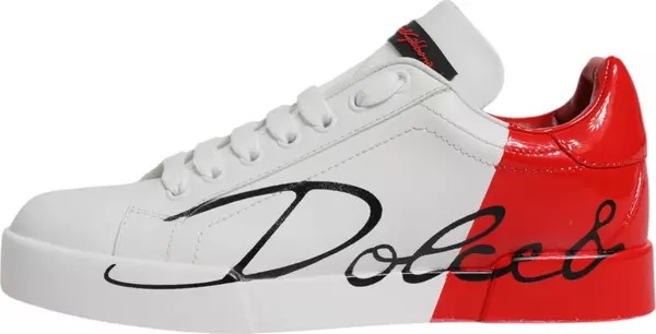 Dolce & Gabbana White Red Logo Portofino Sneakers Women's Shoes Pre-Owned