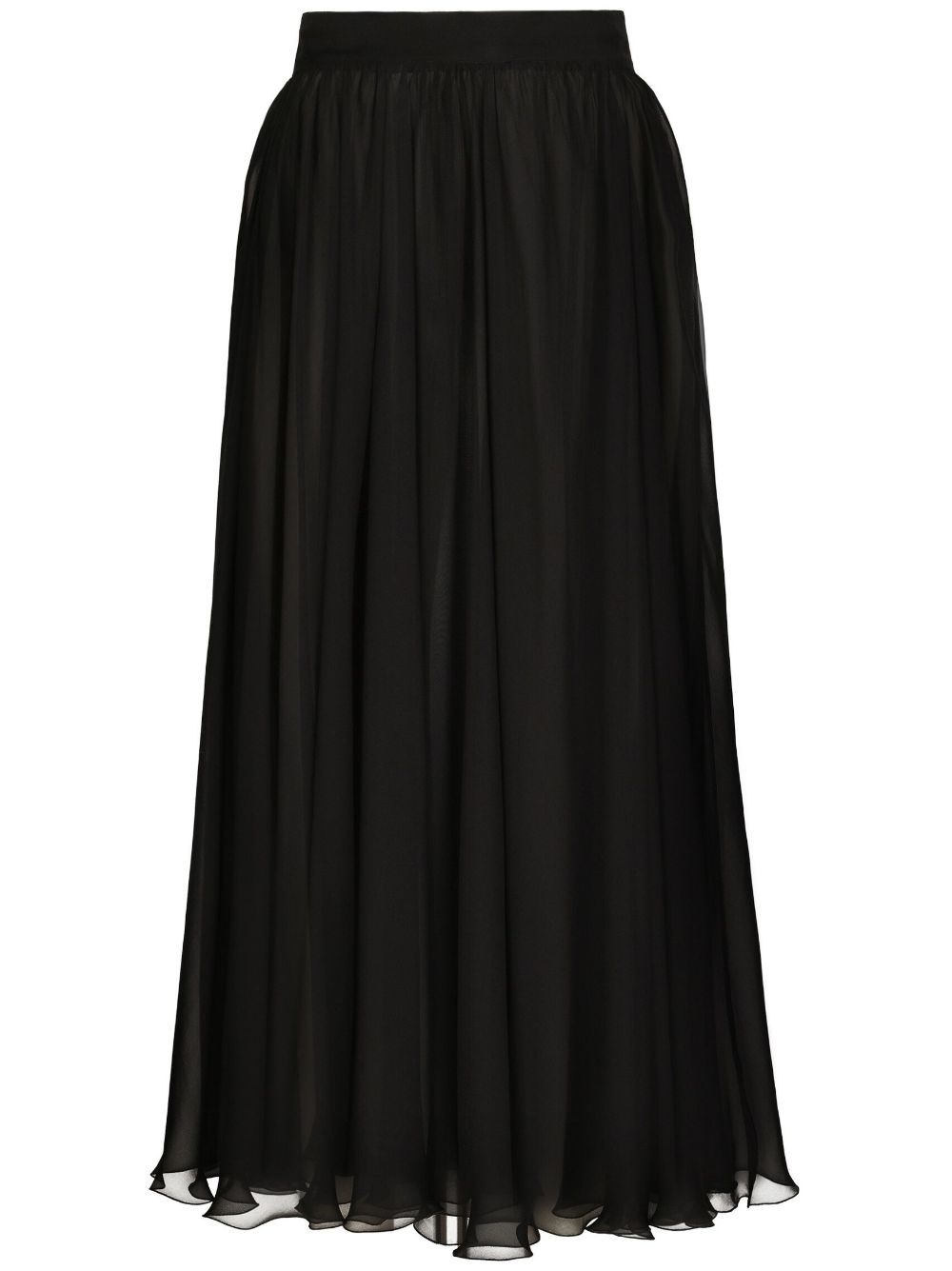 High-waisted pleated midi skirt - Black