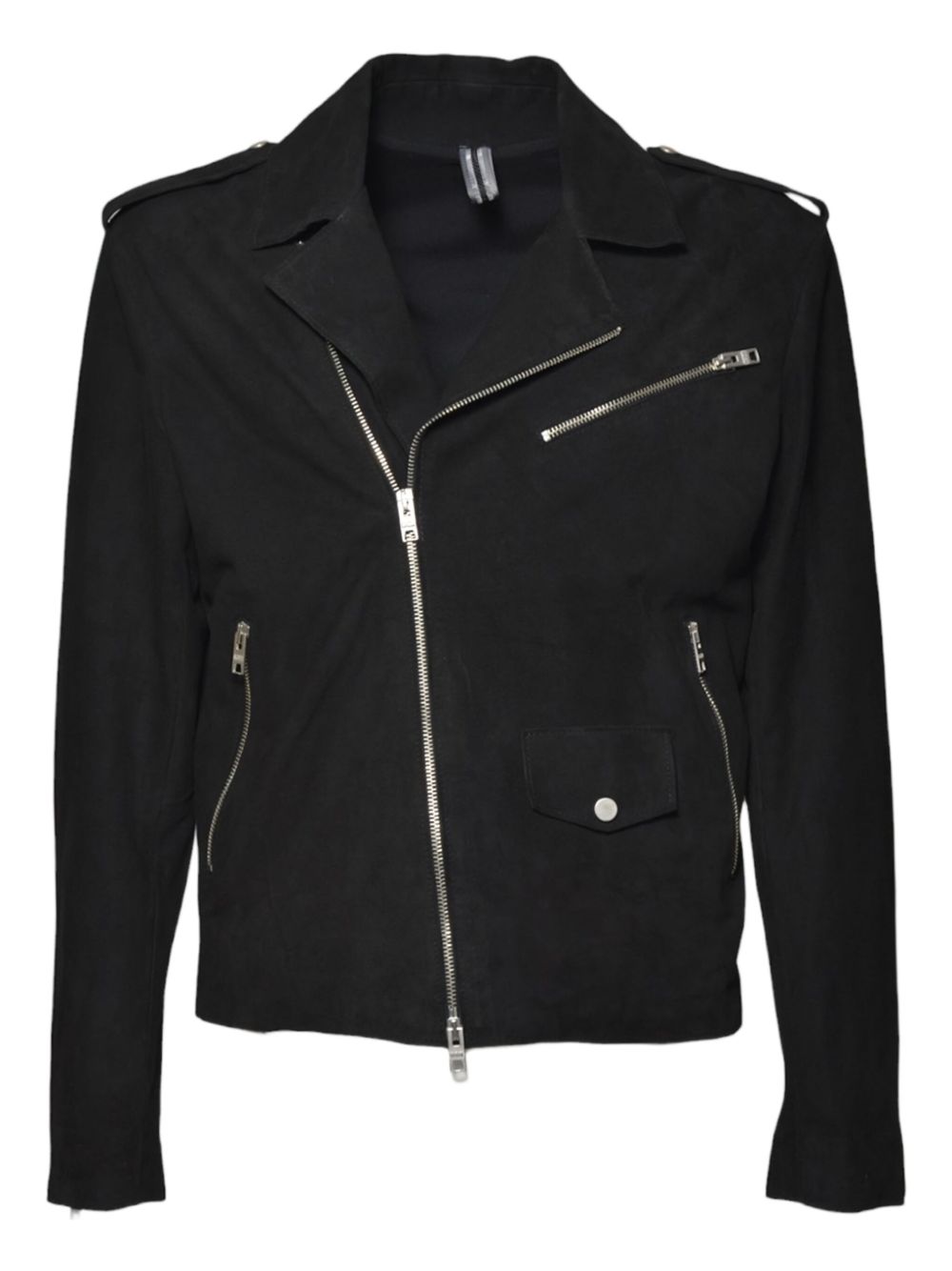 Asymmetric-zip biker jacket - Blue