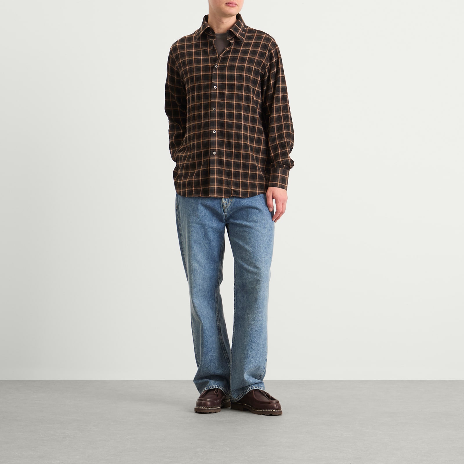 Men's Plaid Business Shirt Brown Check