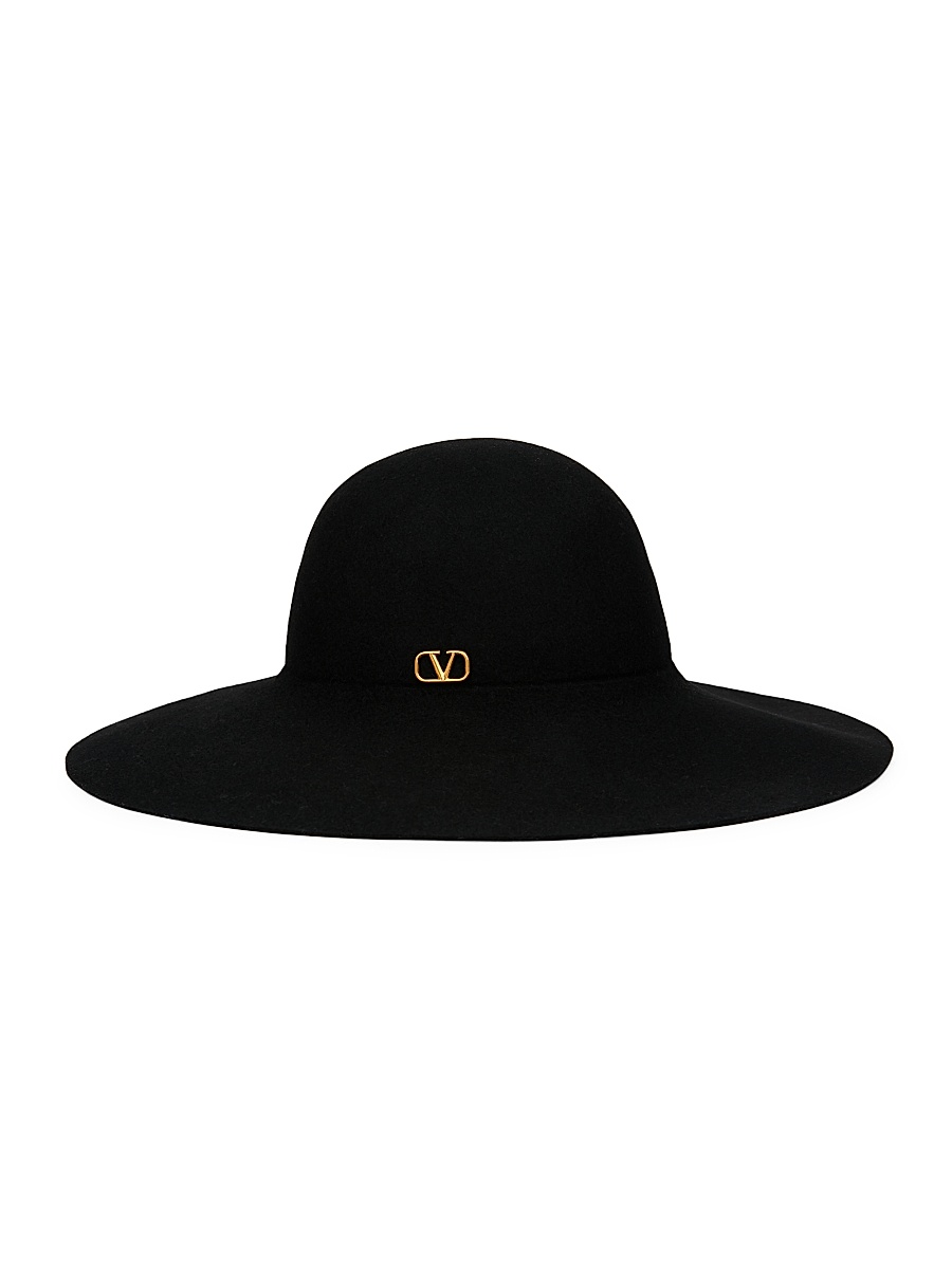 Women's Large Logo Brim Felted Hat - Black