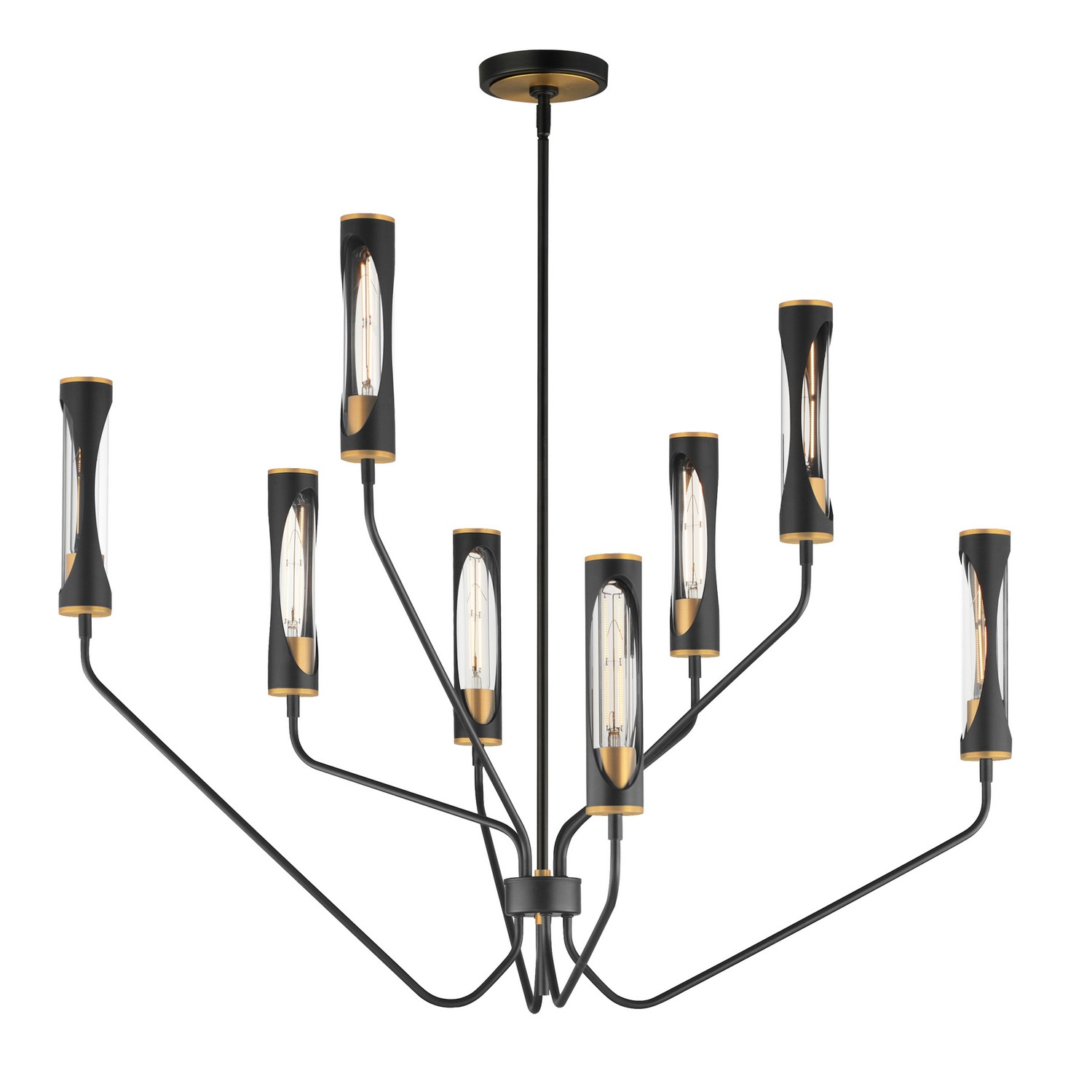 Regent 6-Light LED Chandelier in Black with Antique Bra