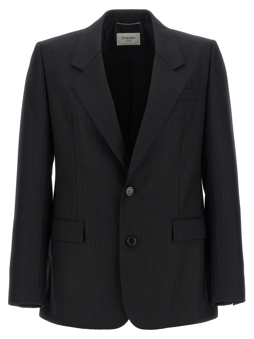 Saint Laurent - pinstripe single breasted blazer notch lape