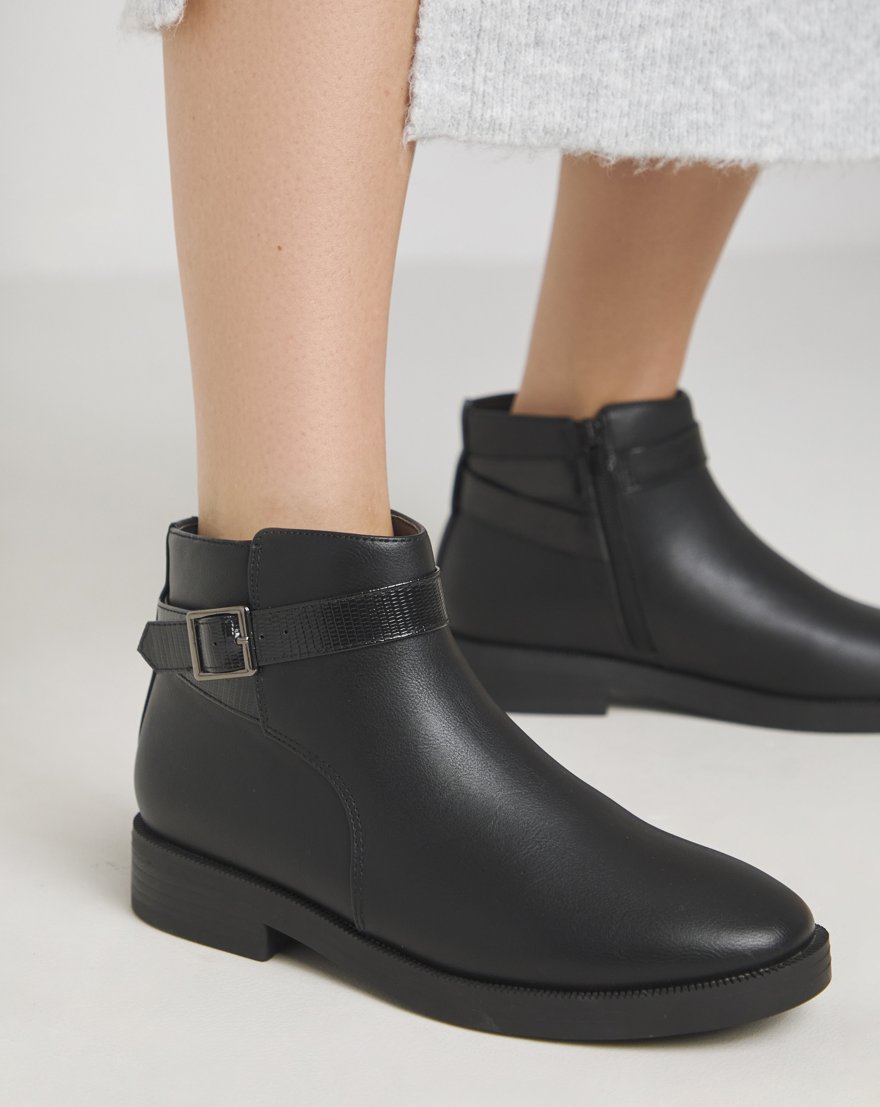 Buckle Detail Ankle Boot Wide Fit
