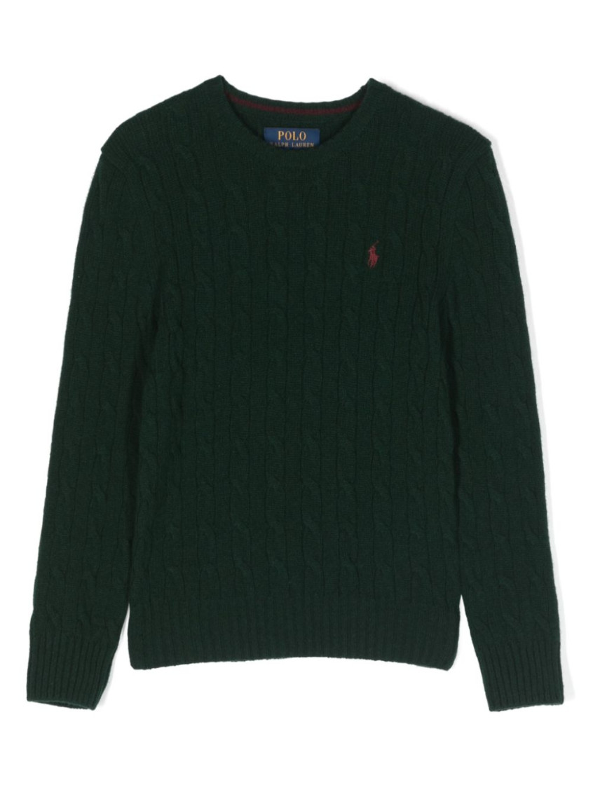 Boys Dark Green Polo Pony Knitted Sweaters