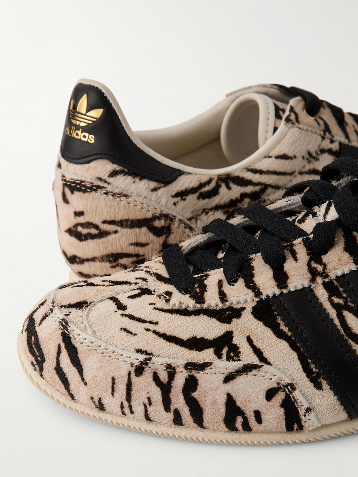 Japan Leather-trimmed Zebra-print Calf Hair Sneakers - Animal print