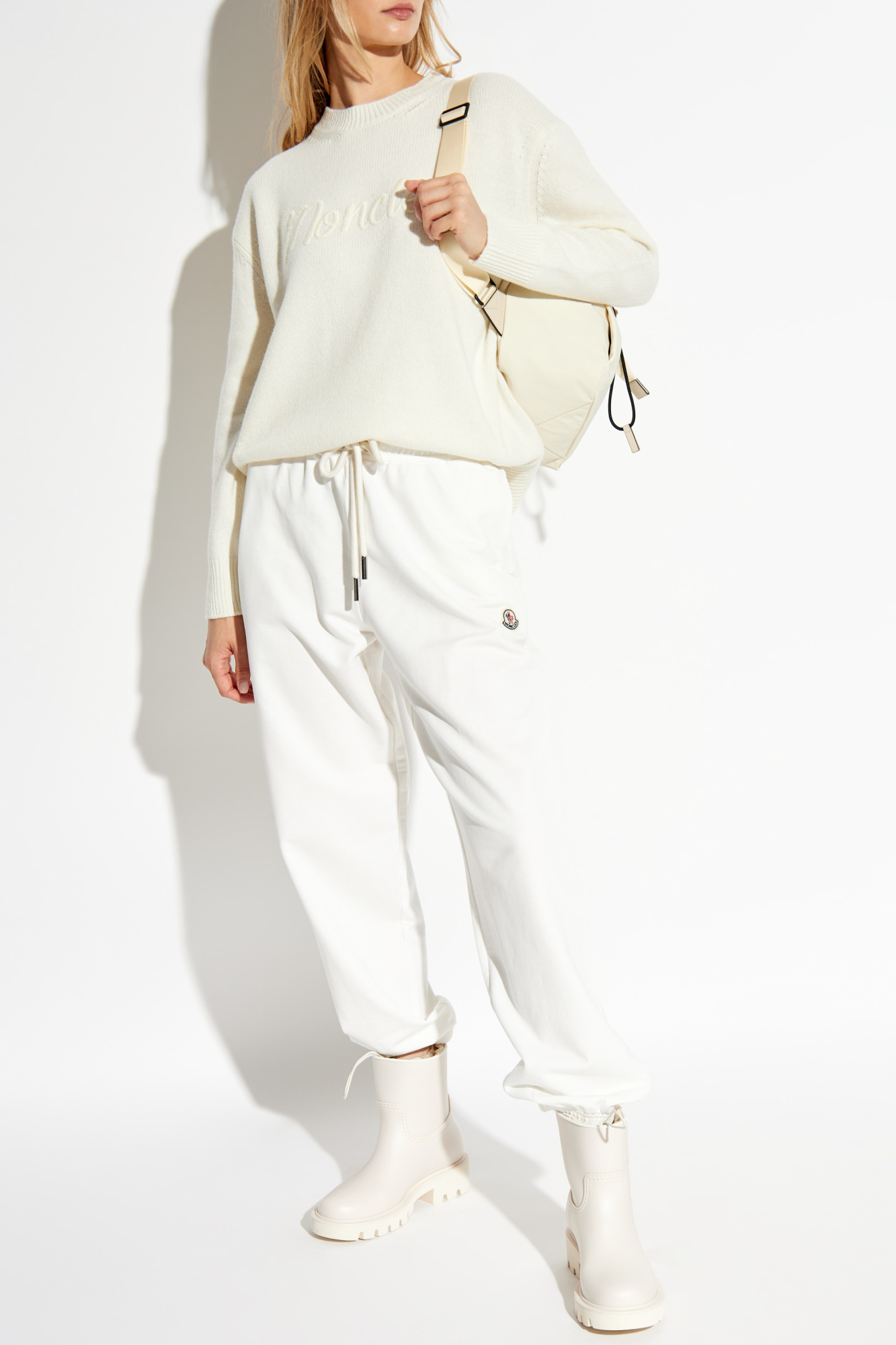 Sweater With Embroidered Logo, Women's, Cream
