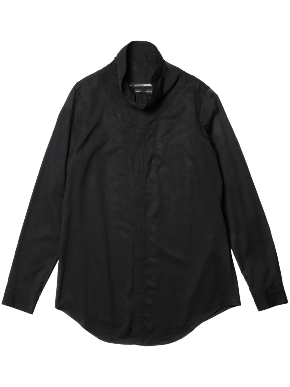 High-neck long-sleeve shirt - BLACK