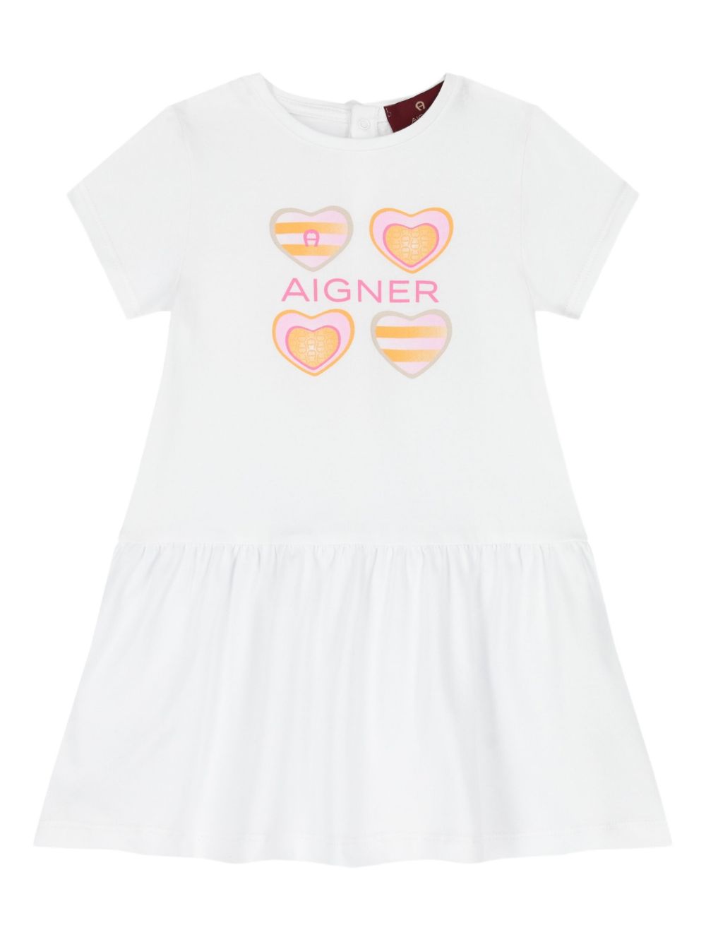 Aigner Kids heart-print short-sleeve dress - White