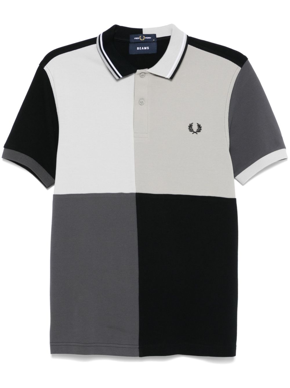 X Beams colour-block polo shirt - Black