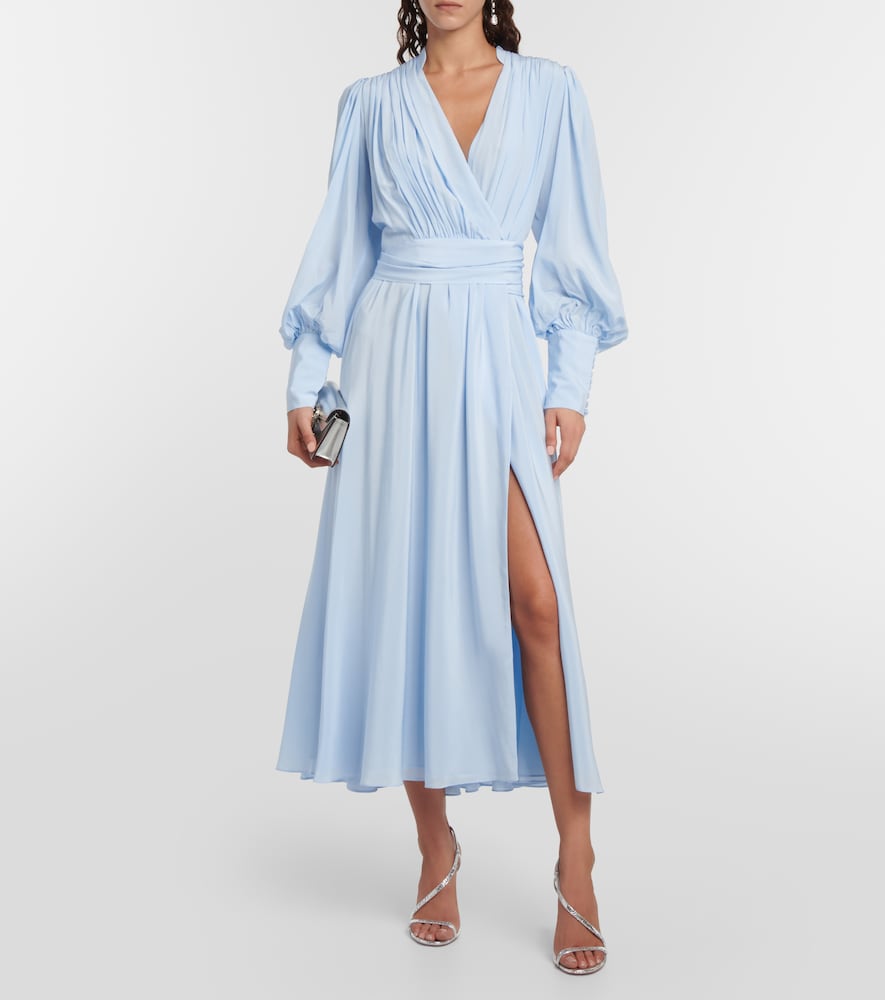 Draped silk midi dress