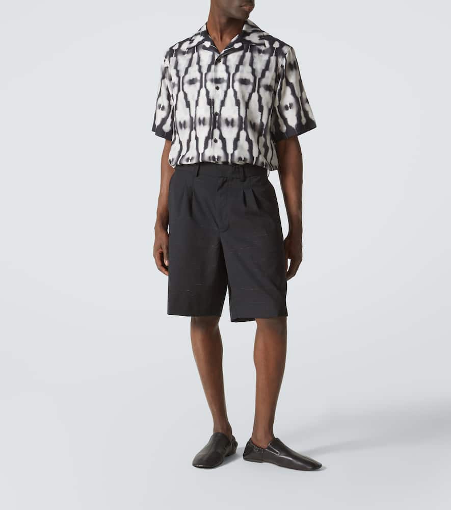 Heathered cotton and wool shorts