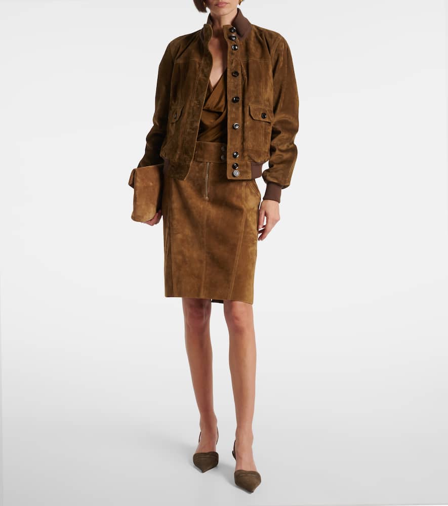 Suede pencil skirt