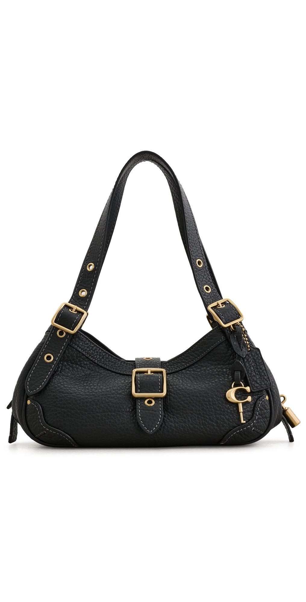 Textured Pebble Leather Drifter Shoulder Bag 31 Black One Size