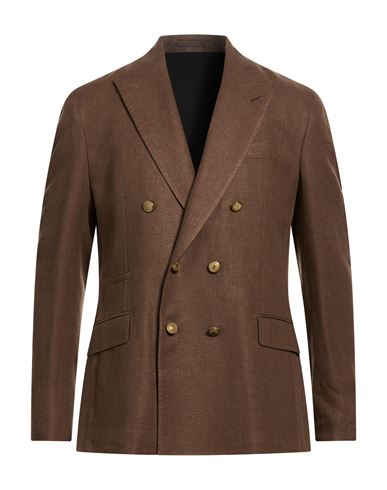 Man Blazer Brown Size 40 Linen, Wool
