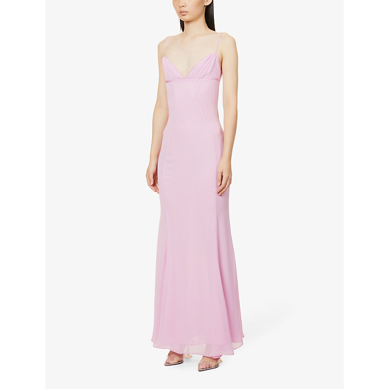 Womens Pink Loren Sweetheart-neck Mesh Maxi Dress
