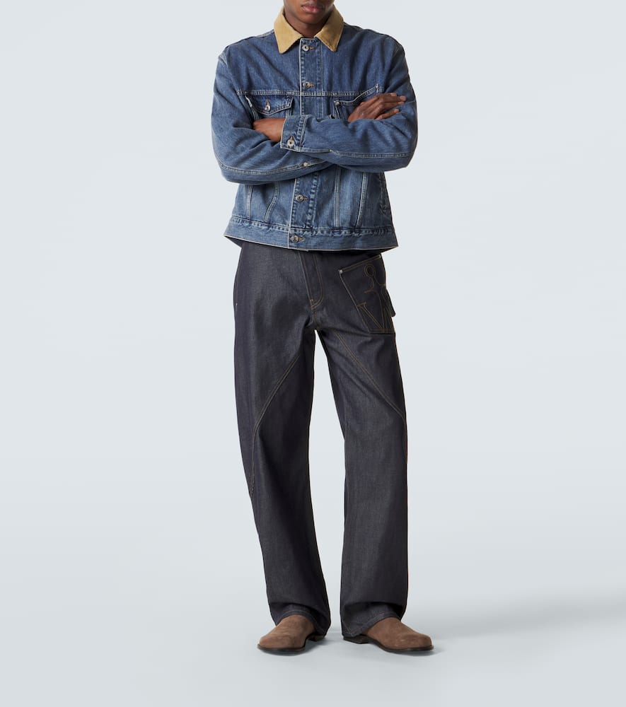 Corduroy-trimmed denim jacket