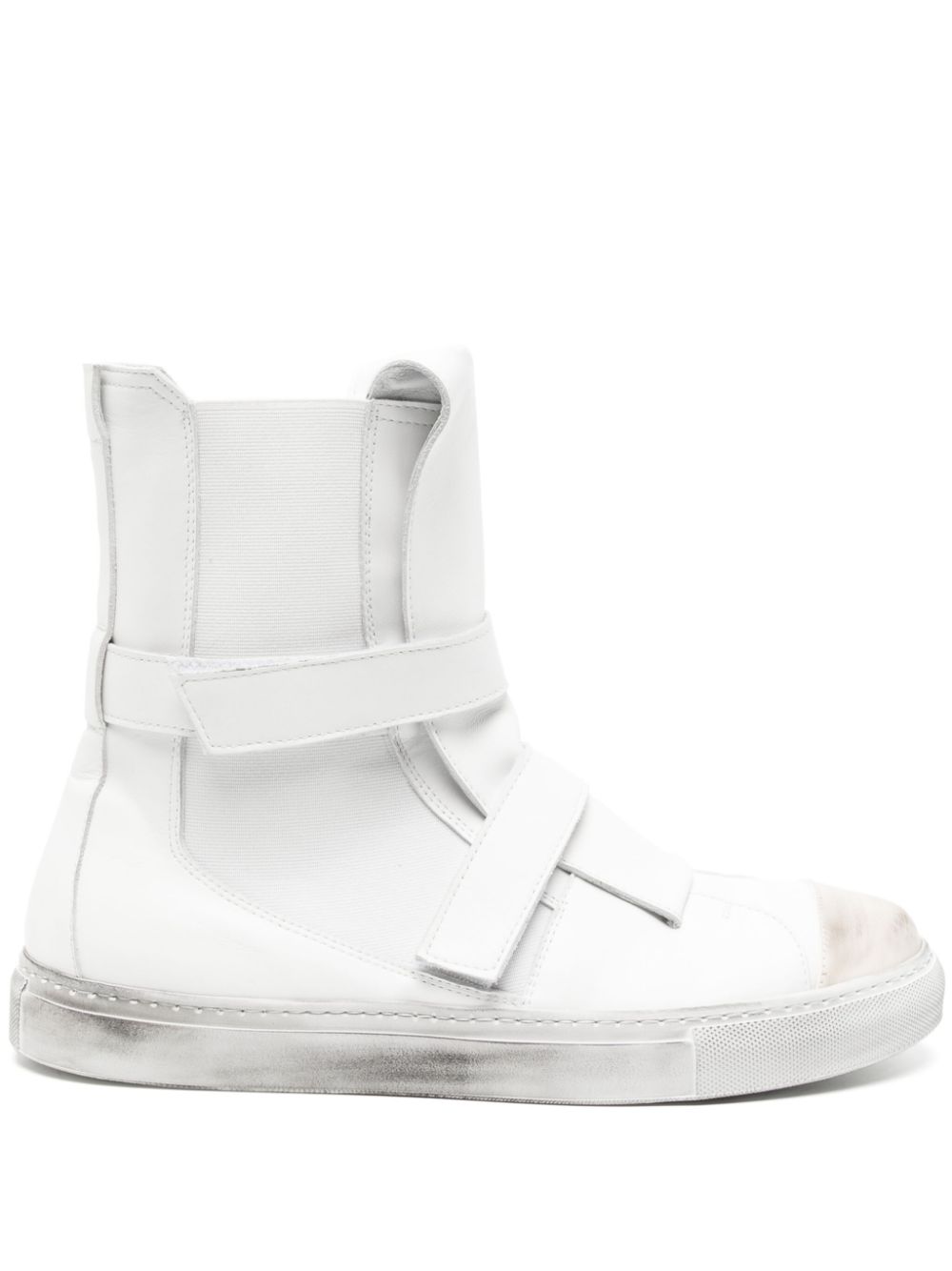 Touch-strap high-top leather sneakers - White