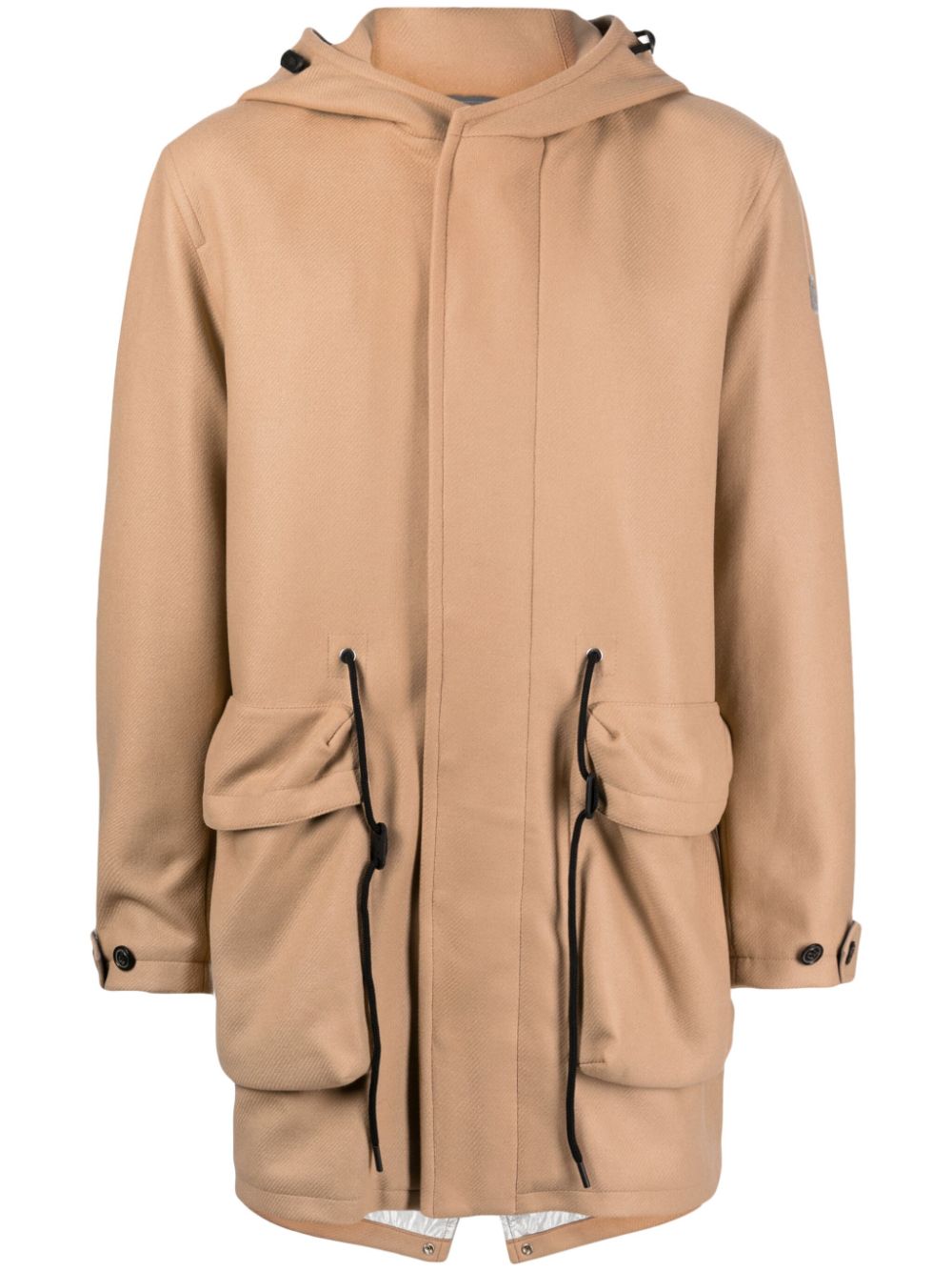 Hooded wool-blend coat - Brown