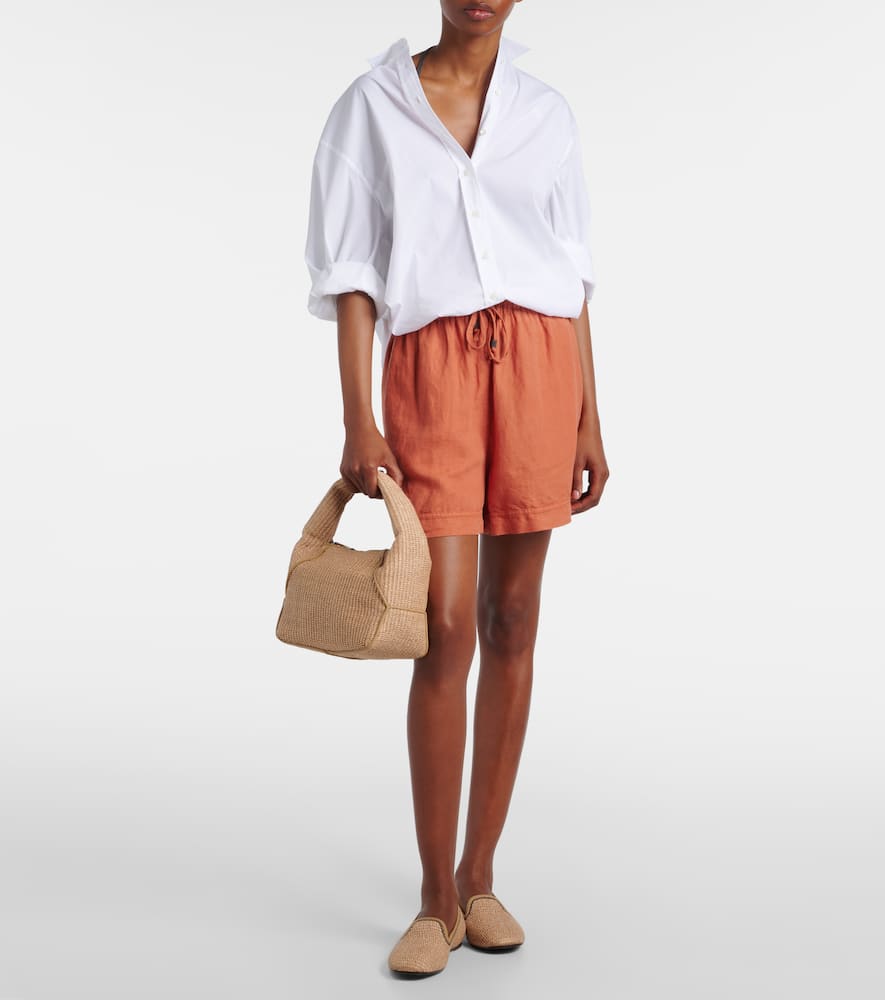 Linen and cotton Bermuda shorts