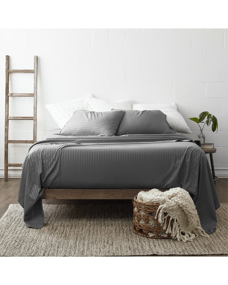 Premium Striped Embossed 4Pc Bed Sheet Set
