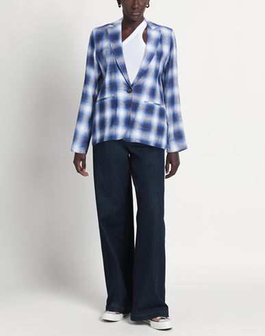 Woman Blazer Blue Size L Linen