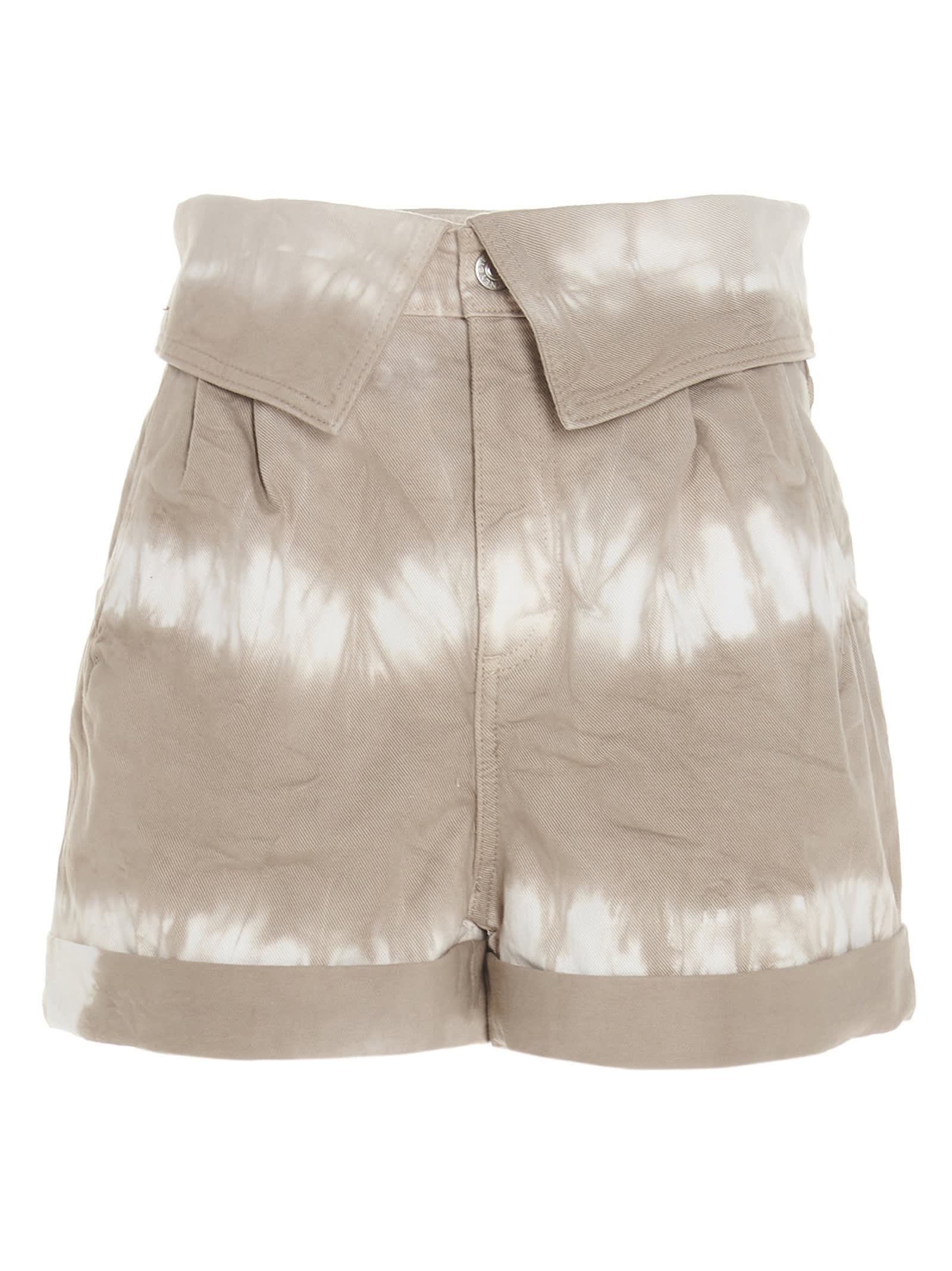 Tie-dye denim shorts
