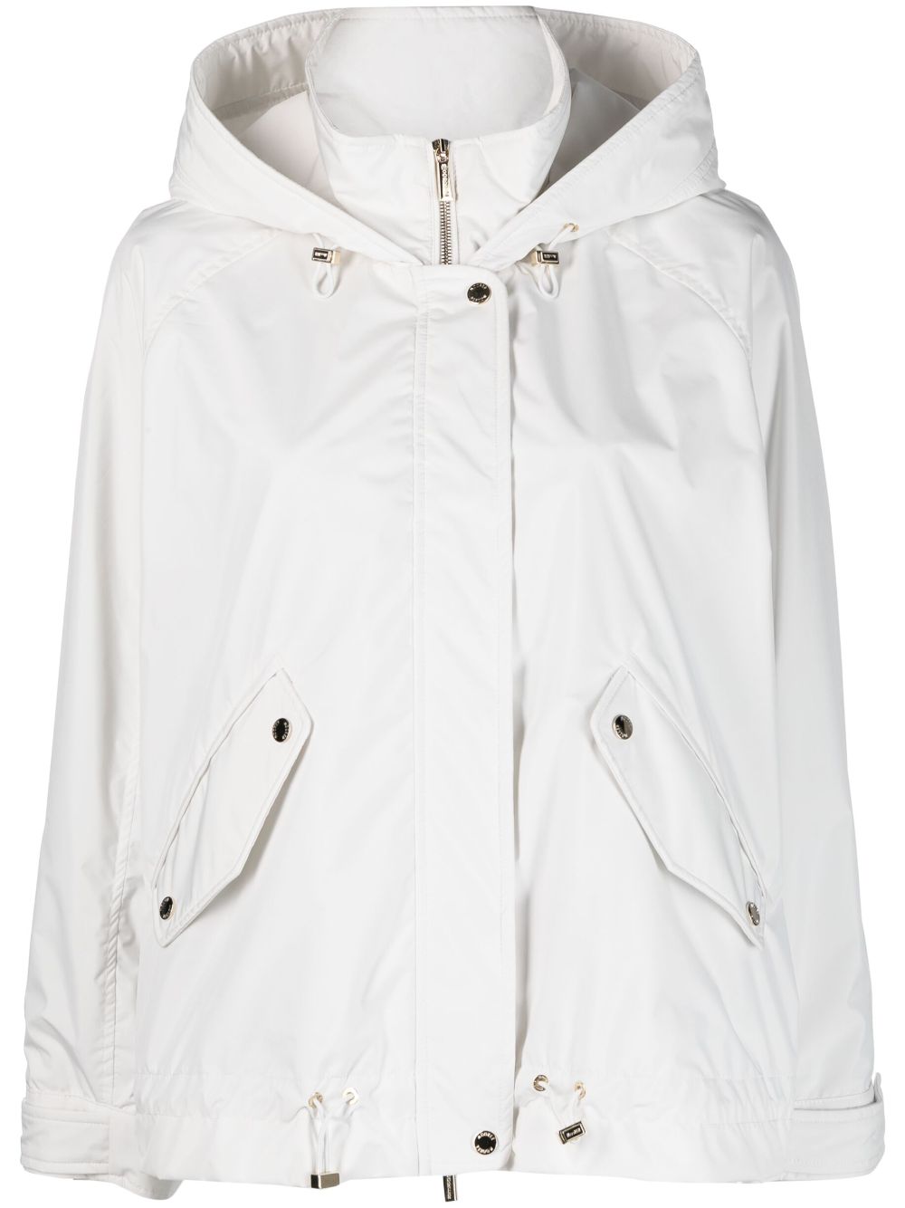 Hooded z ip-up coat - White