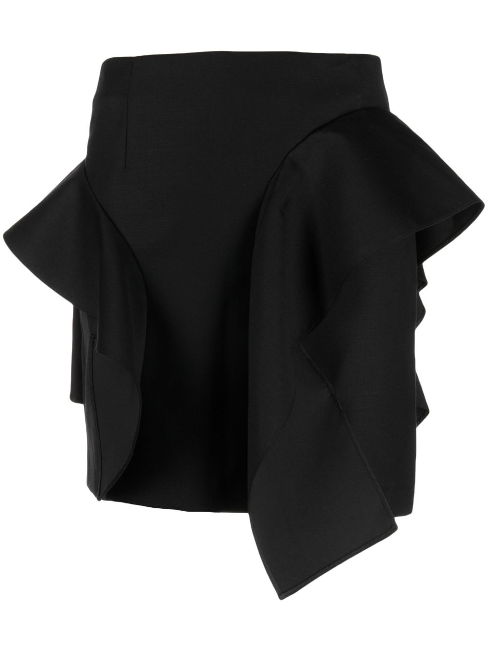 Panelled wool mini skirt - Black