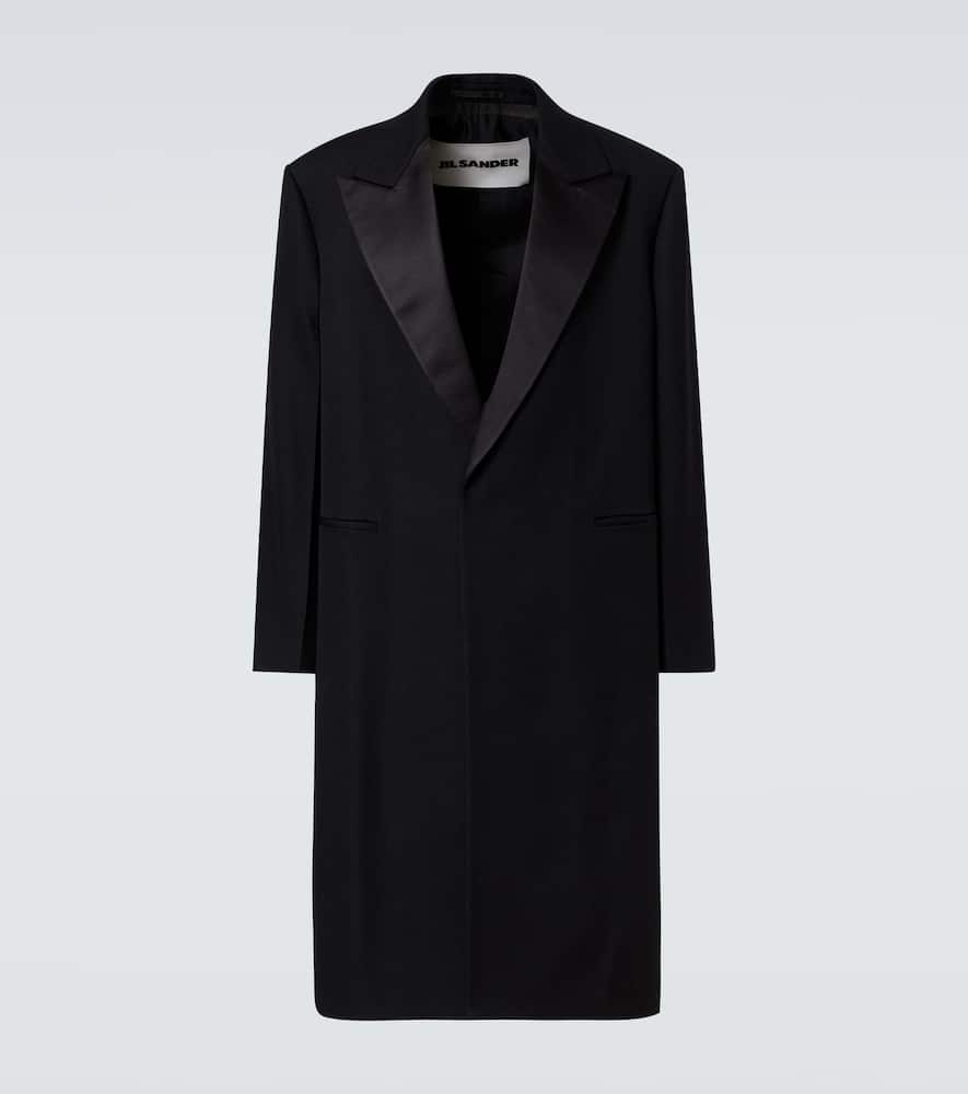 Silk-trimmed wool coat