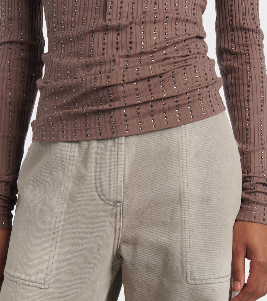 Embellished cotton polo sweater