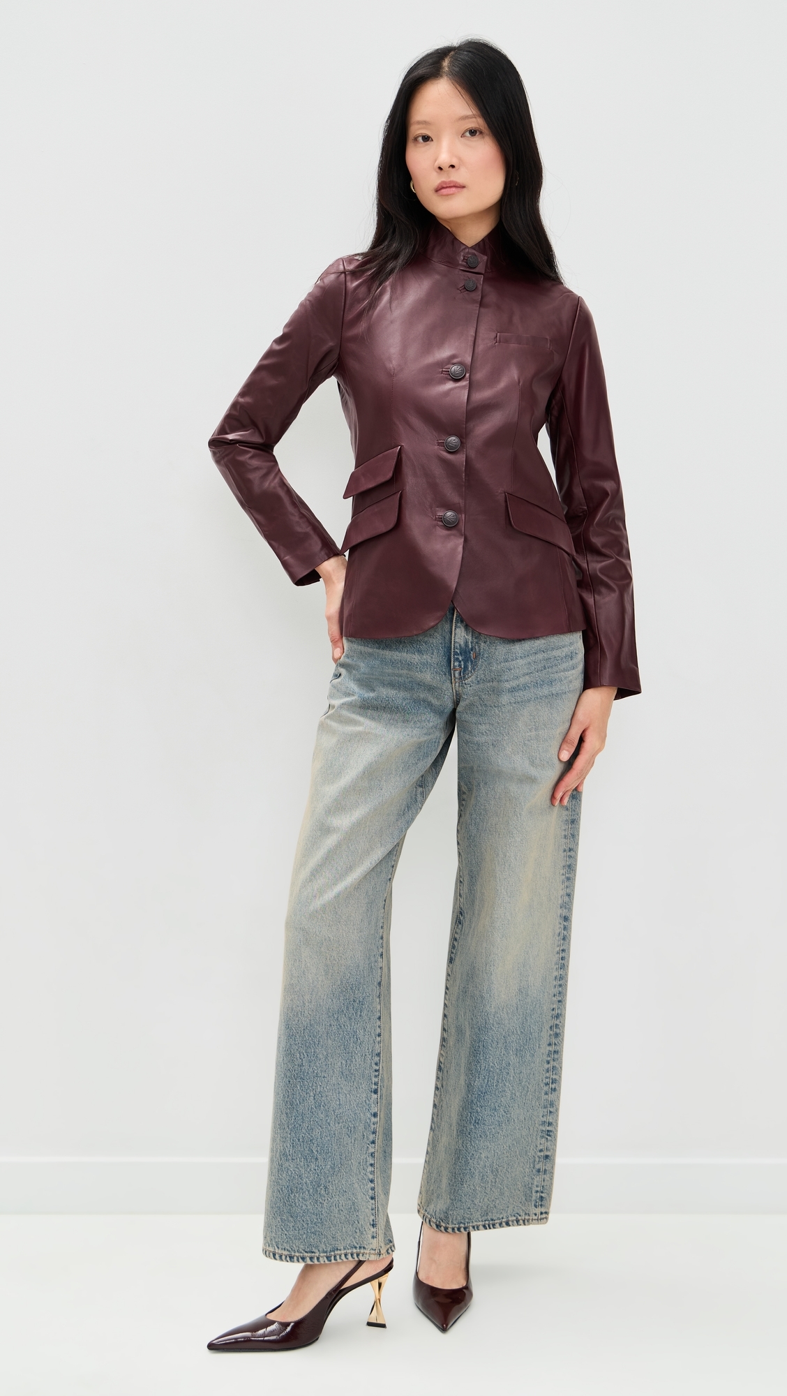 Slade Leather Blazer Brgdy