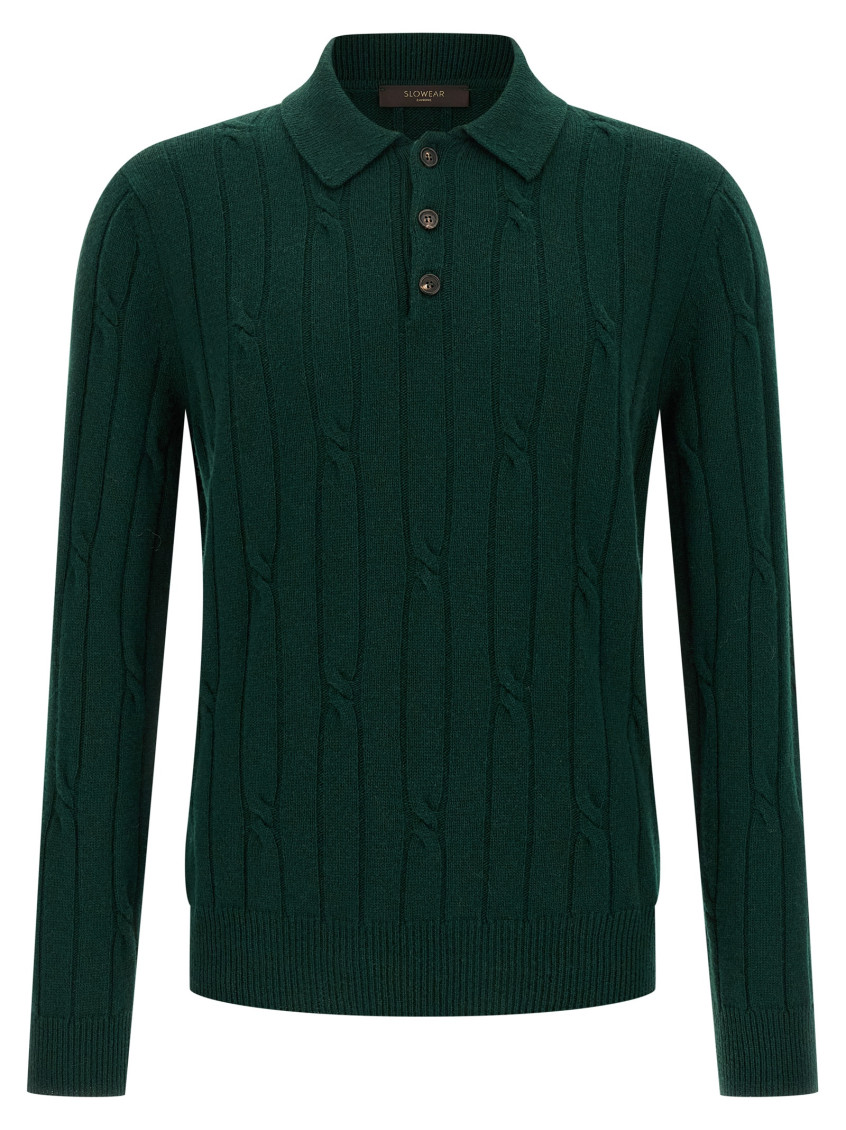 Braided Wool Polo Shirt