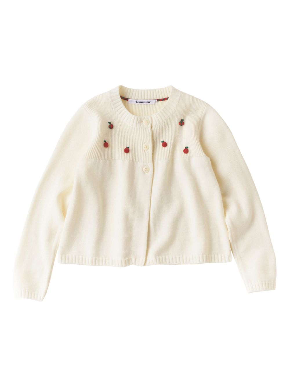 Apple-appliqué knitted cardigan - White