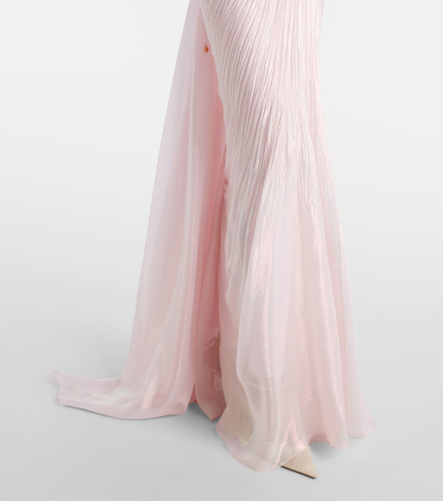 Meilien pleated silk-blend chiffon gown