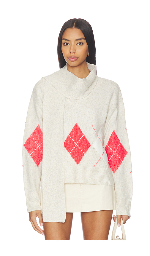 Sanctuary Argyle Scarf Sweater in Tulip Multi Argyle. M also in L, S, XL/1X, XS, XXL/2X