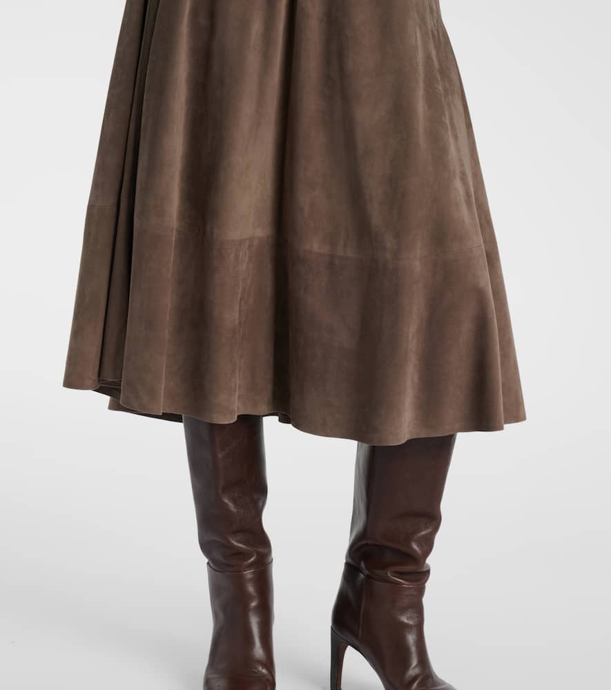 Suede midi skirt