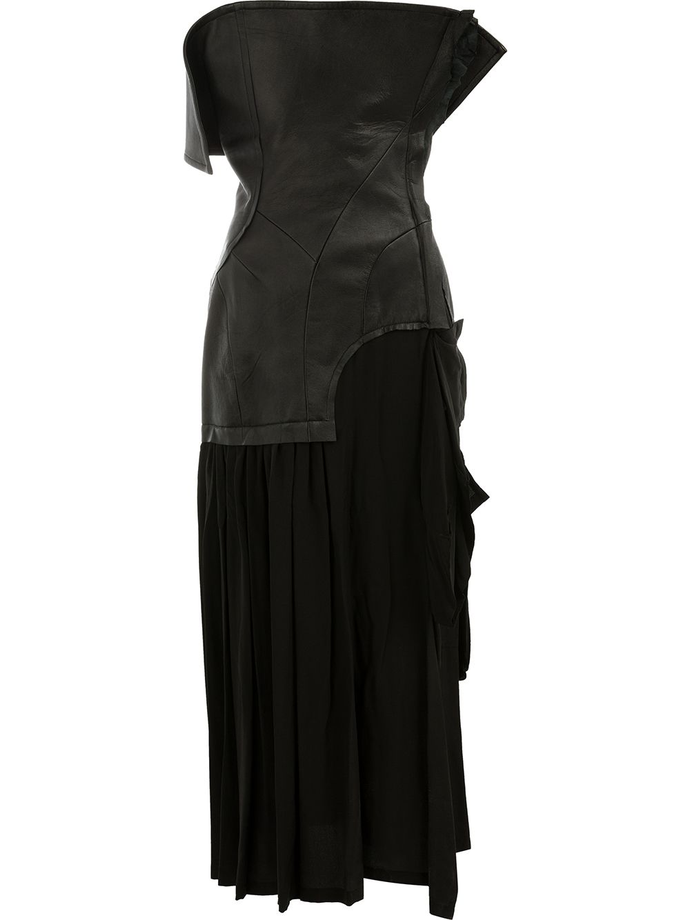 Lambskin and silk dress - Black