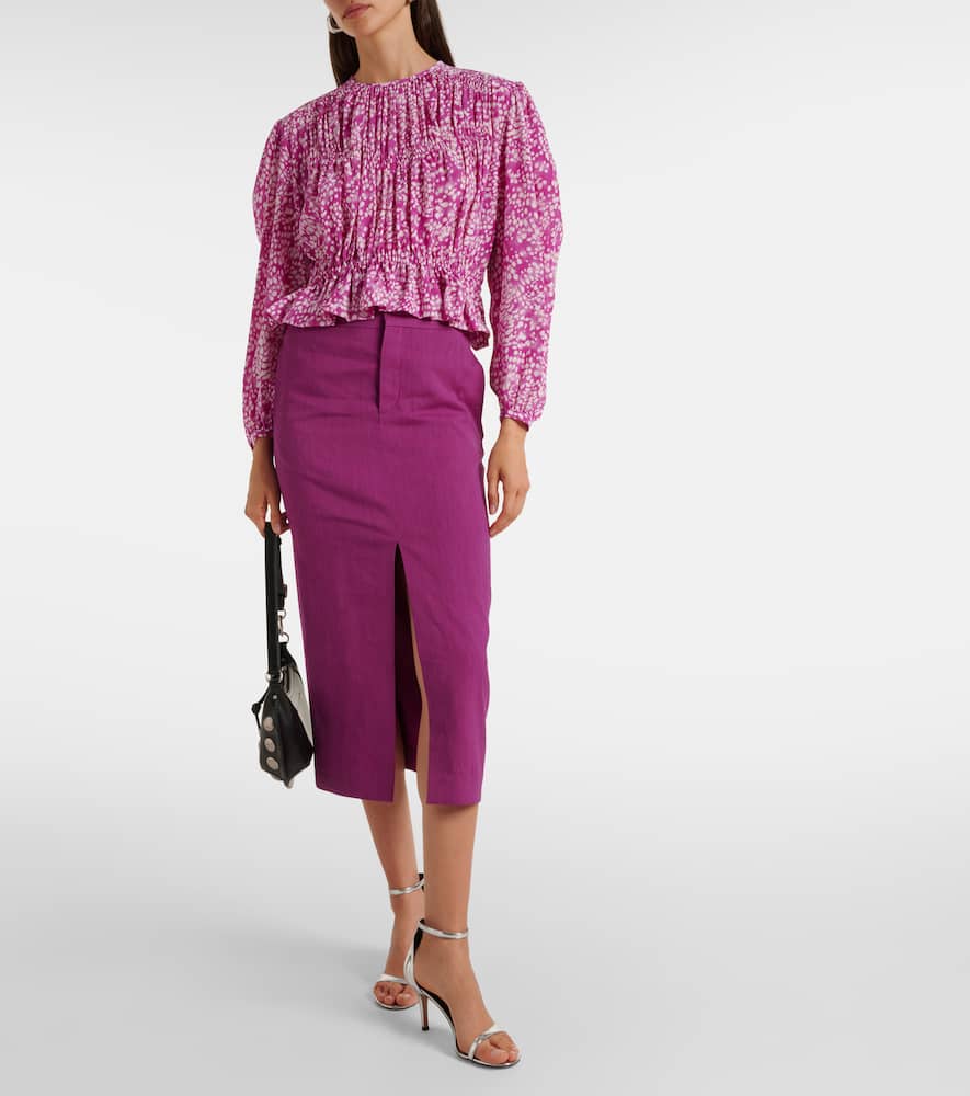 Isabel Marant Dixina linen-blend midi skirt