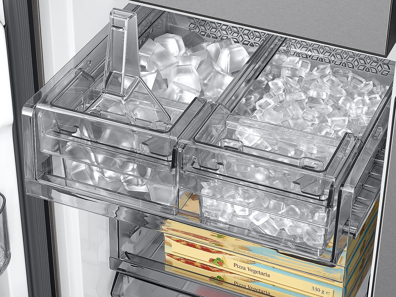 Bespoke Counter Depth 4-Door Flex™ Refrigerator (23 cu. ft.) with Beverage Center ™ in Stainless Steel - (with Customizable Door Panel Colors)