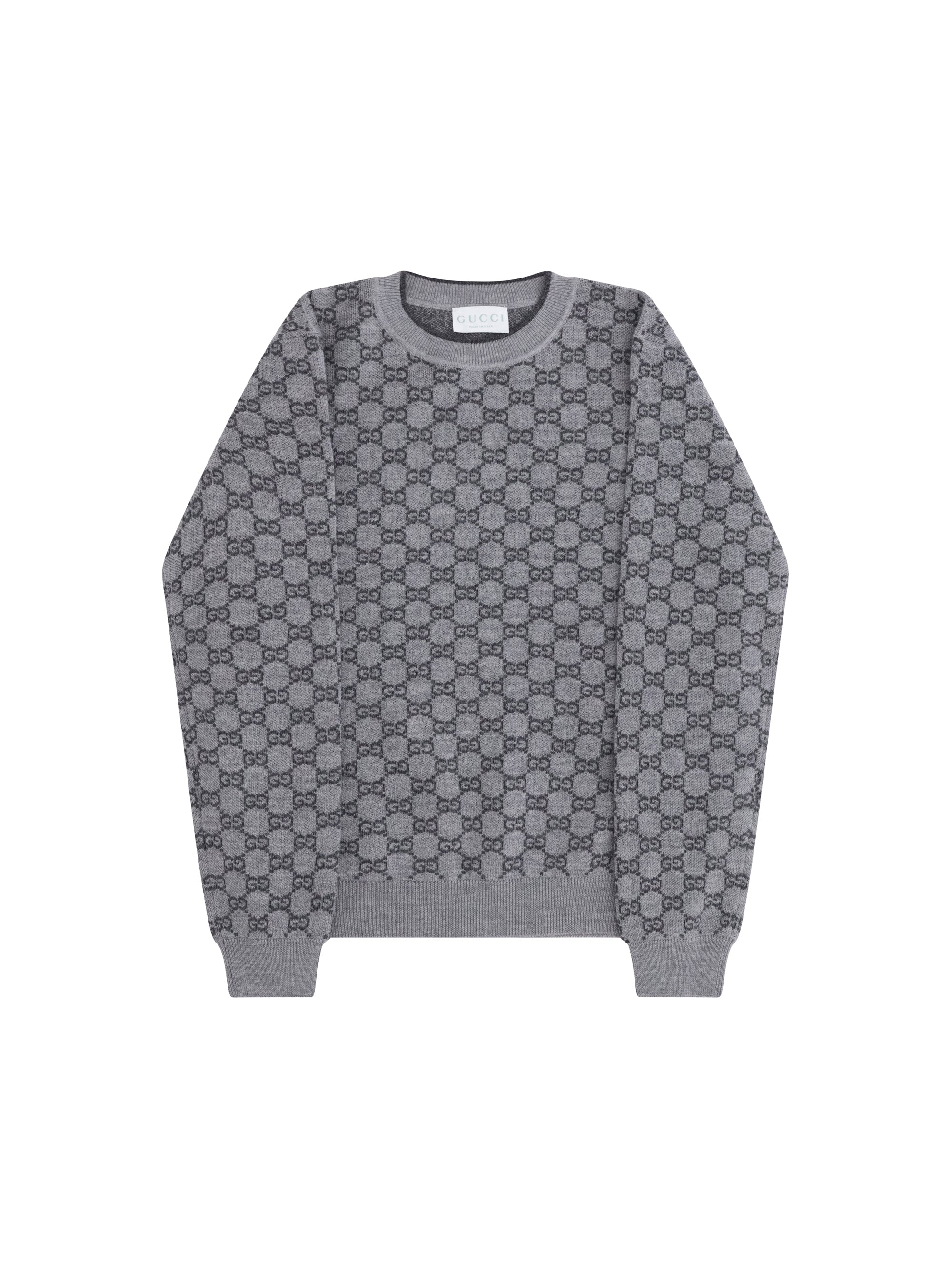 GG Motif Wool Sweater — Gray