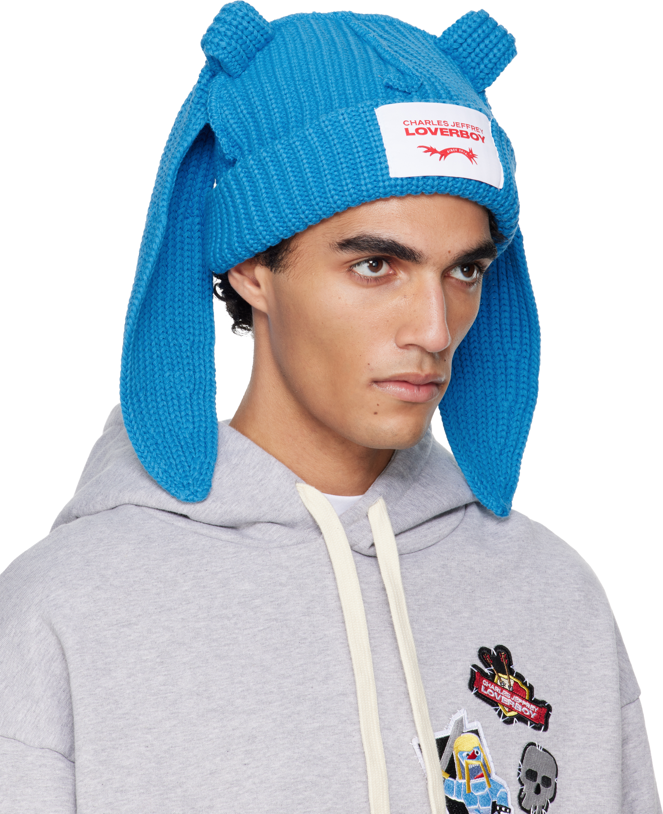 Blue Chunky Rabbit Beanie