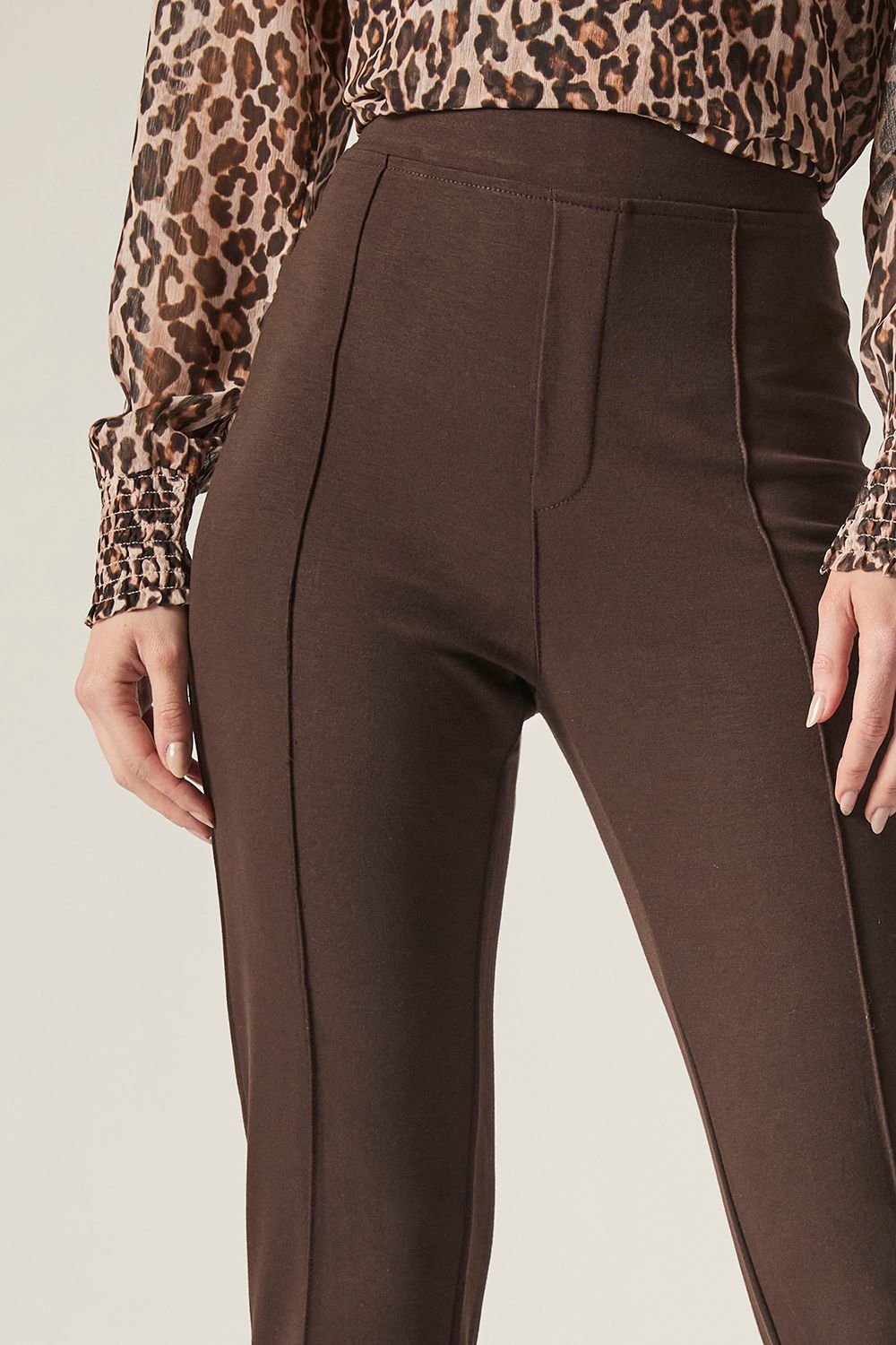 James Lakeland Women's Cigarette Trousers Brown in Dark Brown